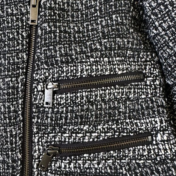 Banana Republic Tweed Moto Jacket Sz 2 Waterfall Front Asymmetrical Zip Academia - Picture 4 of 8